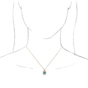 14K Rose Natural Aquamarine & 1/3 CTW Natural Diamond 16-18" Necklace