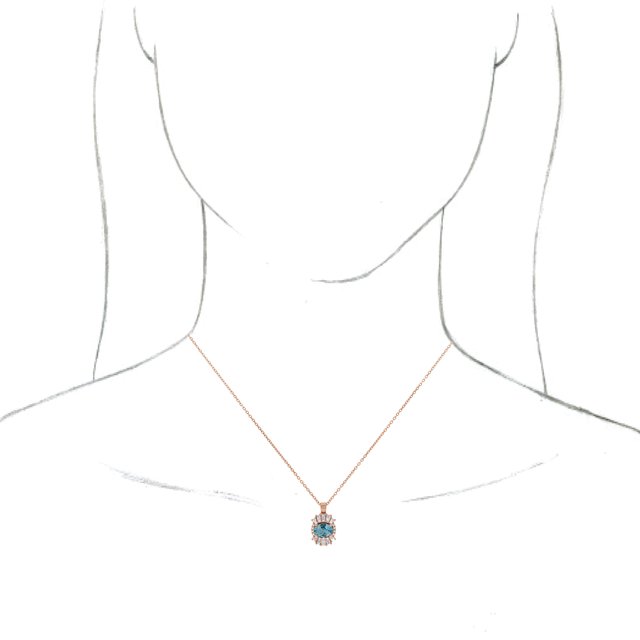 14K Rose Natural Aquamarine & 1/3 CTW Natural Diamond 16-18" Necklace