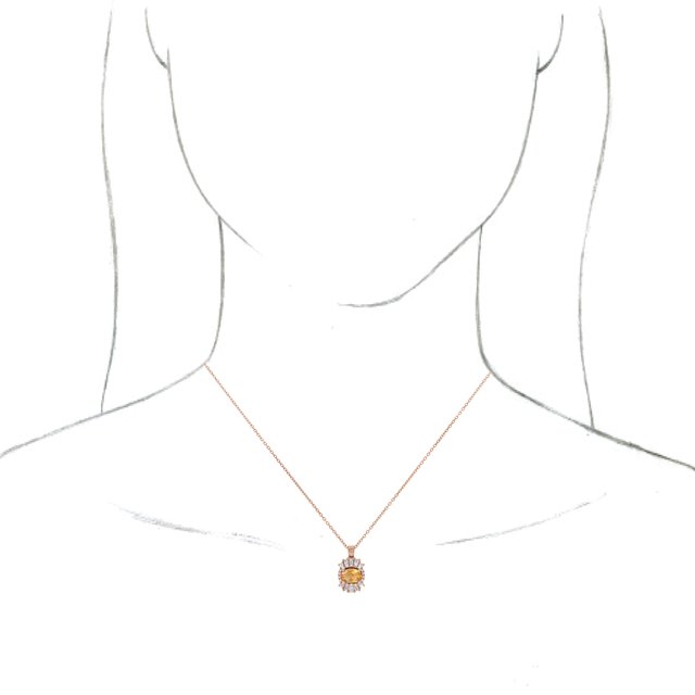 14K Rose Natural Citrine & 1/3 CTW Natural Diamond 16-18" Necklace