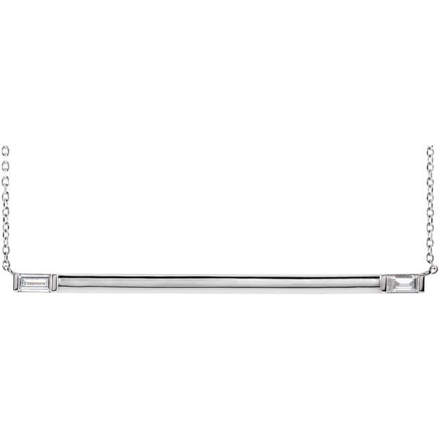 14K 1/4 CTW Natural Diamond Bar Necklace with 16" and 18" Length Options