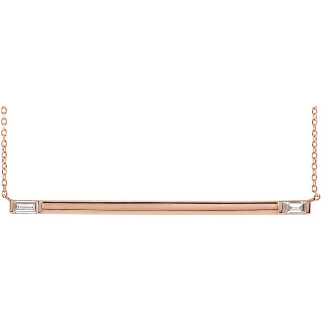 14K 1/4 CTW Natural Diamond Bar Necklace with 16" and 18" Length Options