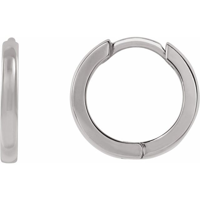 18K White Hinged 12.5 mm Hoop Earring - Elegant and Stylish Accessory