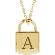 14k Gold Engravable Lock 16-18" Necklace