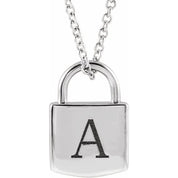 14k Gold Engravable Lock 16-18" Necklace