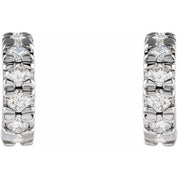 14K White 1/4 CTW Lab-Grown Diamond French-Set Huggie Hoop Earrings