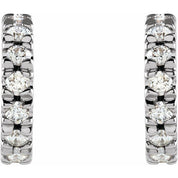 14K White 1/3 CTW Lab-Grown Diamond French-Set 10 mm Huggie Hoop Earrings