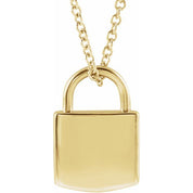 14k Gold Engravable Lock 16-18" Necklace