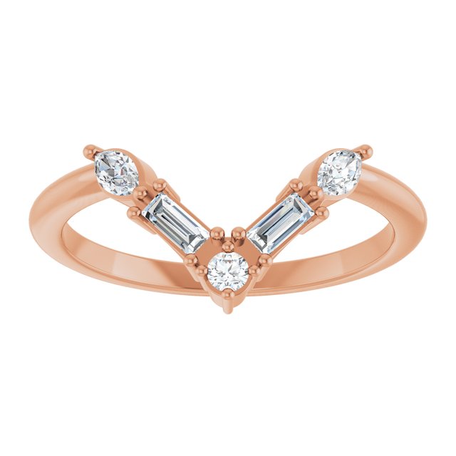 14K Rose 1/4 CTW Lab-Grown Diamond V Bar Ring