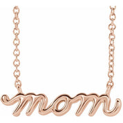 14K Petite Mommy, Mama and Mom Script Necklace with 18" Chain in Elegant Design