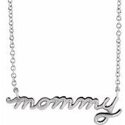 14K Petite Mommy, Mama and Mom Script Necklace with 18" Chain in Elegant Design