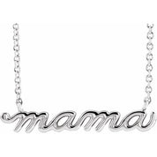 14K Petite Mommy, Mama and Mom Script Necklace with 18" Chain in Elegant Design