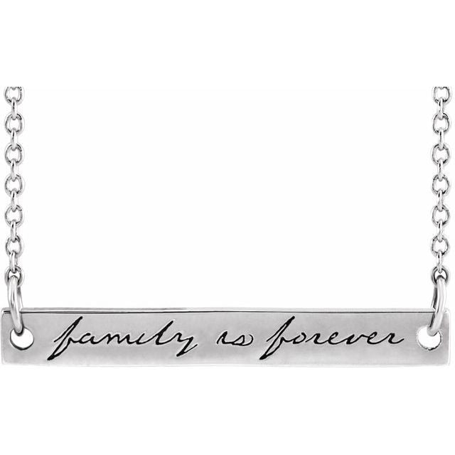 Platinum Family is Forever Bar 16" Necklace