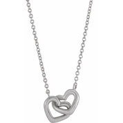 Platinum Interlocking Heart 16" Necklace