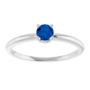 14K White Lab-Grown Blue Sapphire Ring