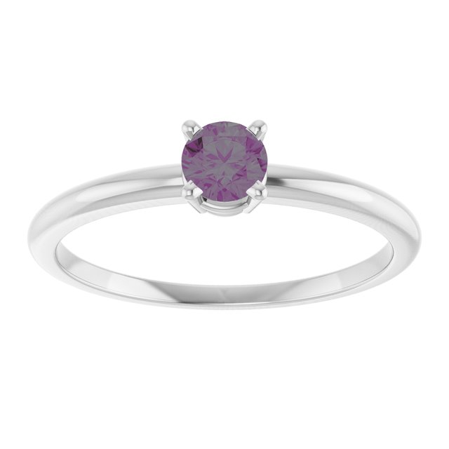 14K White Lab-Grown Alexandrite Ring