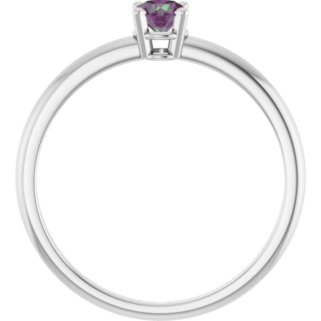Sterling Silver Lab-Grown Alexandrite Ring