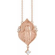 14K .08 CTW Natural Diamond Miraculous Mary 18" Necklace