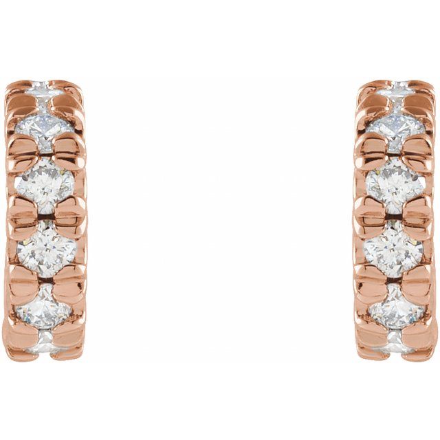 14K Rose 1/4 CTW Lab-Grown Diamond French-Set Huggie Hoop Earrings