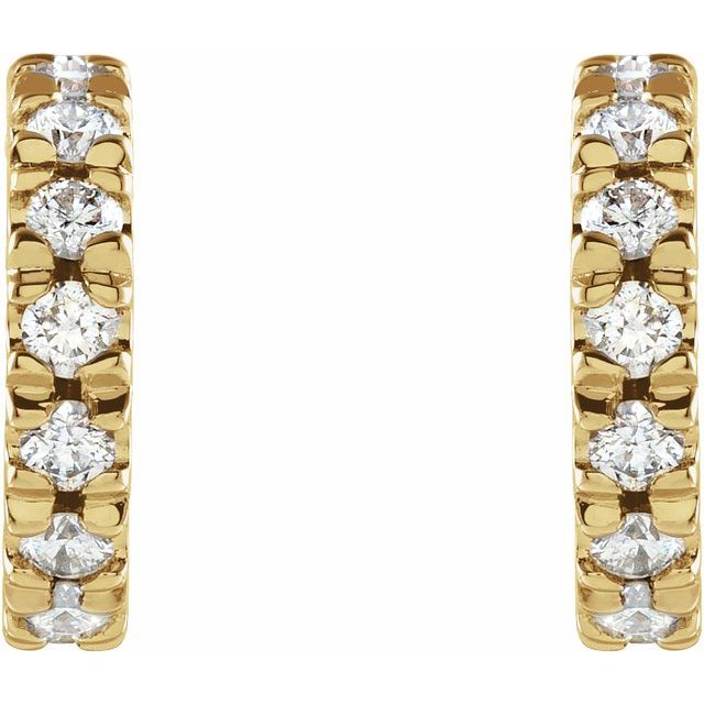 14K Yellow 1/3 CTW Lab-Grown Diamond French-Set 10 mm Huggie Hoop Earrings