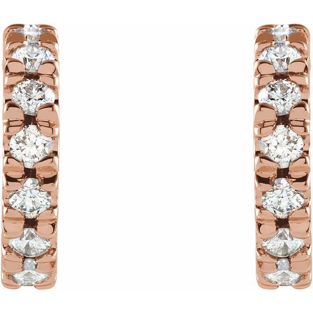 14K Rose 1/3 CTW Lab-Grown Diamond French-Set 10 mm Huggie Hoop Earrings