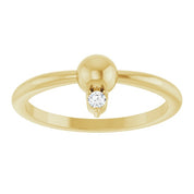 14K Yellow Gold Natural Diamond Stackable Bead Ring - 0.03 CT - 124671:109:P