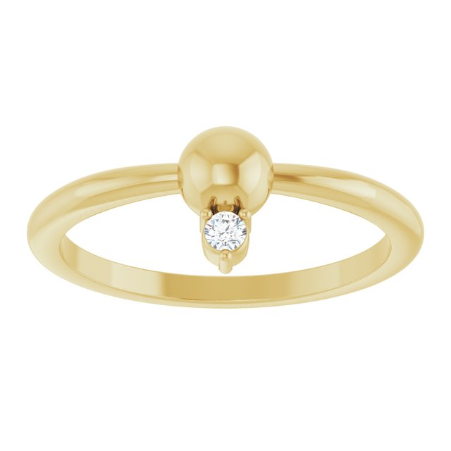 14K Yellow Gold Natural Diamond Stackable Bead Ring - 0.03 CT - 124671:109:P