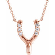 14K .08 CTW Natural Diamond Petite Wishbone 18" Necklace