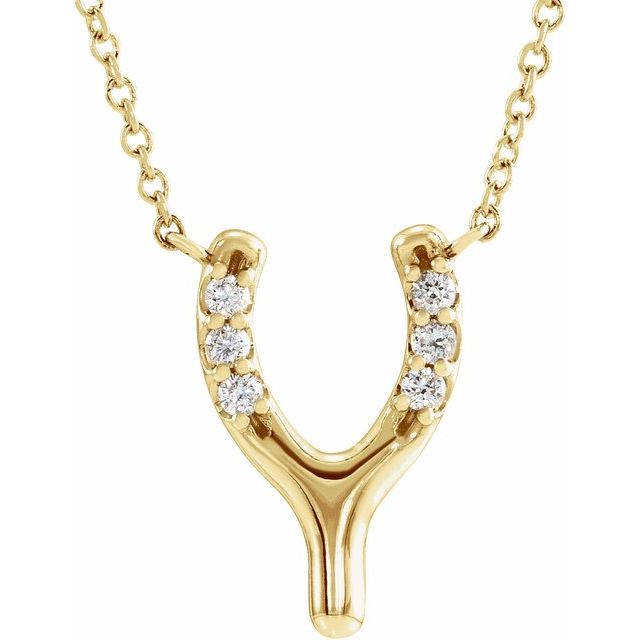 14K .08 CTW Natural Diamond Petite Wishbone 18" Necklace