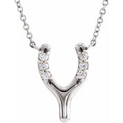 Platinum .08 CTW Natural Diamond Petite Wishbone 18" Necklace