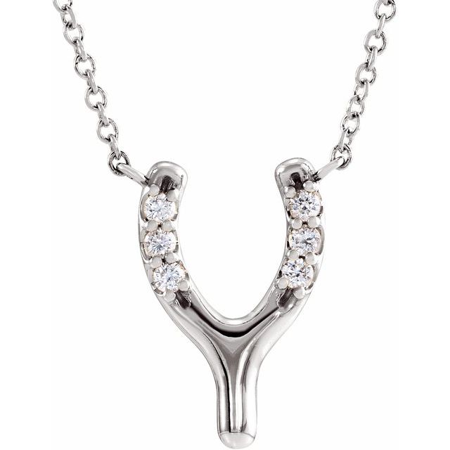 Platinum .08 CTW Natural Diamond Petite Wishbone 18" Necklace