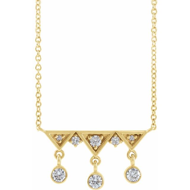14K 1/5 CTW Natural Diamond Fringe Bar 18" Necklace