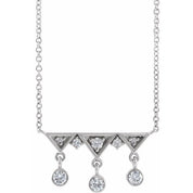 14K 1/5 CTW Natural Diamond Fringe Bar 18" Necklace
