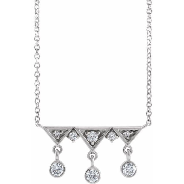 14K 1/5 CTW Natural Diamond Fringe Bar 18" Necklace
