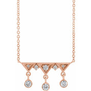 14K 1/5 CTW Natural Diamond Fringe Bar 18" Necklace