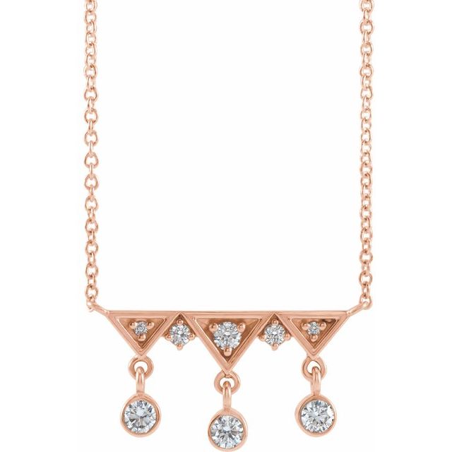 14K 1/5 CTW Natural Diamond Fringe Bar 18" Necklace