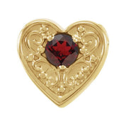 14K Yellow Natural Mozambique Garnet Heart Slide Pendant