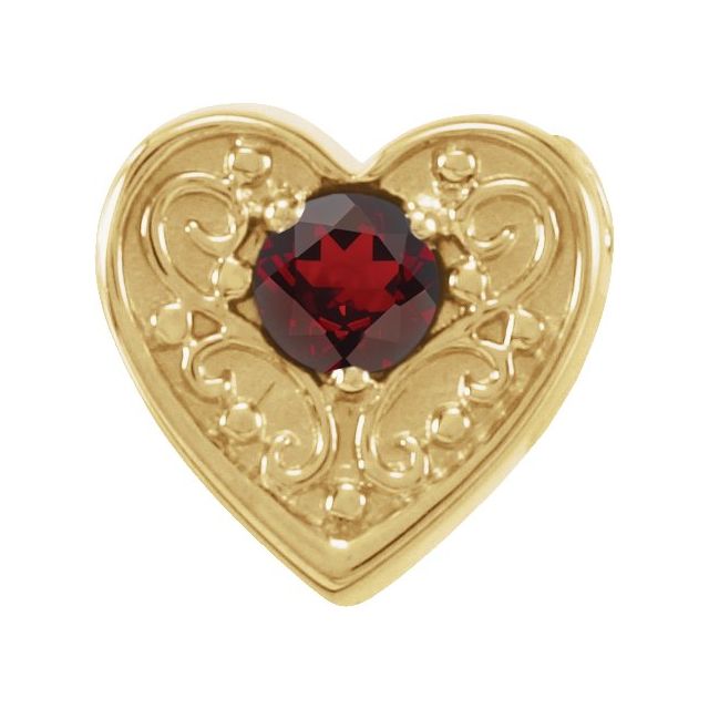 14K Yellow Natural Mozambique Garnet Heart Slide Pendant