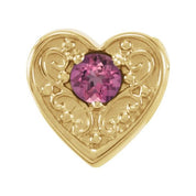 14K Yellow Natural Pink Tourmaline Heart Slide Pendant