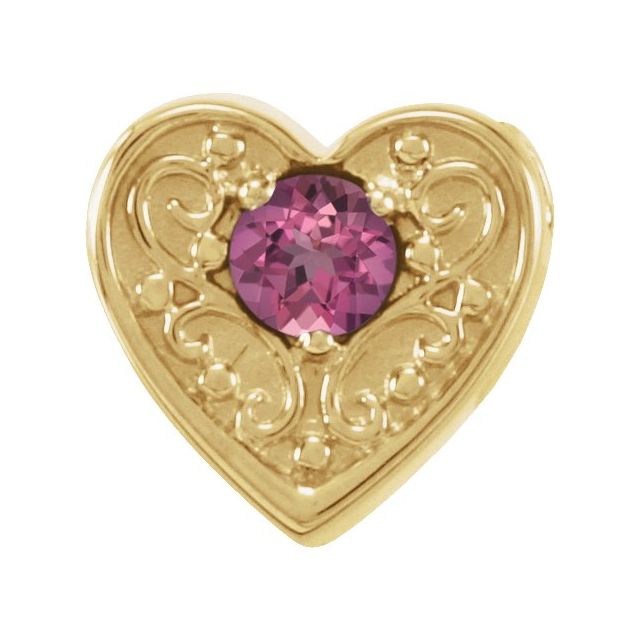 14K Yellow Natural Pink Tourmaline Heart Slide Pendant