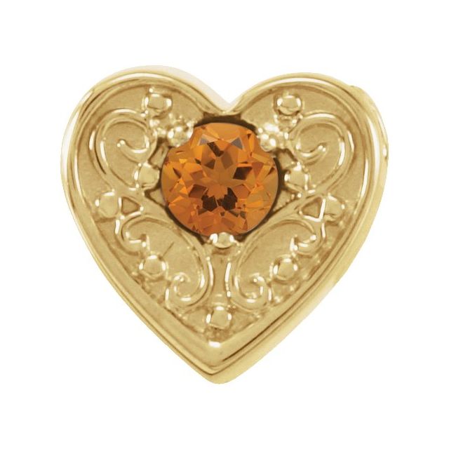 14K Yellow Natural Citrine Heart Slide Pendant