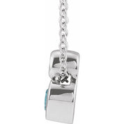 Platinum 5x3 mm Pear Natural Blue Zircon & .03 CT Natural Diamond 16-18" Necklace