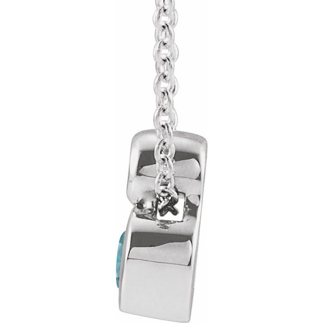 Sterling Silver 5x3 mm Pear Natural Blue Zircon & .03 CT Natural Diamond 16-18" Necklace