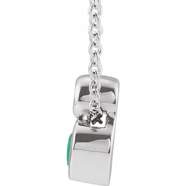 14K 5x3 mm Pear Natural Emerald & .03 CT Natural Diamond 16-18" Necklace