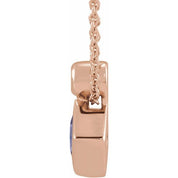 14K Rose 4x4 mm Square Natural Tanzanite & .03 CT Natural Diamond 16-18" Necklace