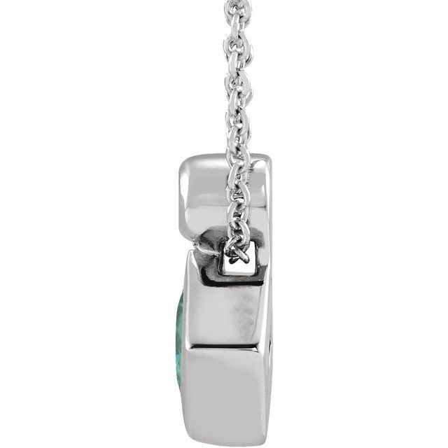 Platinum 4x4 mm Square Lab-Grown Alexandrite & .03 CT Natural Diamond 16-18" Necklace
