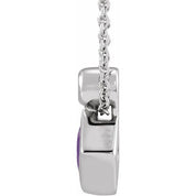 Platinum 4x4 mm Square Natural Amethyst & .03 CT Natural Diamond 16-18" Necklace