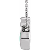 Platinum 4x4 mm Square Natural Emerald & .03 CT Natural Diamond 16-18" Necklace