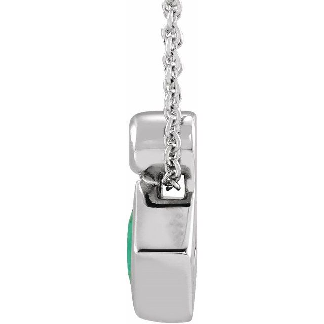 Platinum 4x4 mm Square Natural Emerald & .03 CT Natural Diamond 16-18" Necklace