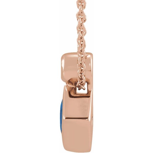 14K Rose 4x4 mm Square Lab-Grown Blue Sapphire & .03 CT Natural Diamond 16-18" Necklace
