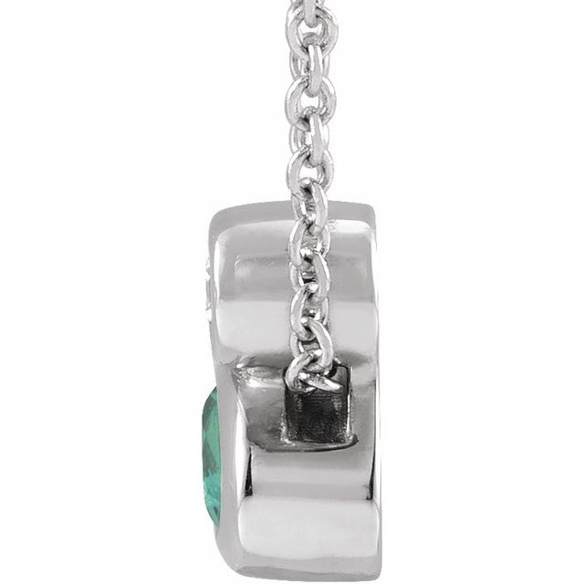 Platinum 5x3 mm Oval Lab-Grown Alexandrite & .03 CT  Natural Diamond 16-18" Necklace